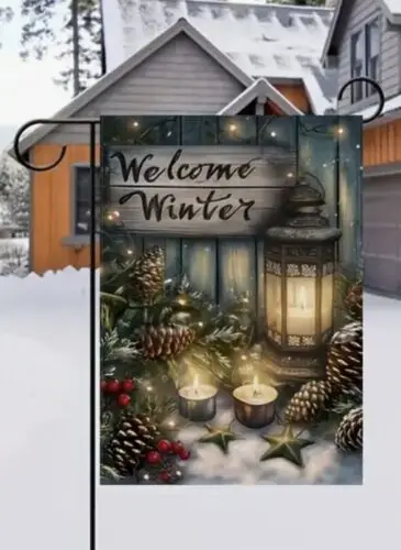 Welcome Winter Beautiful Lantern/PC ~ Holiday ~  Garden Flag ~ 12