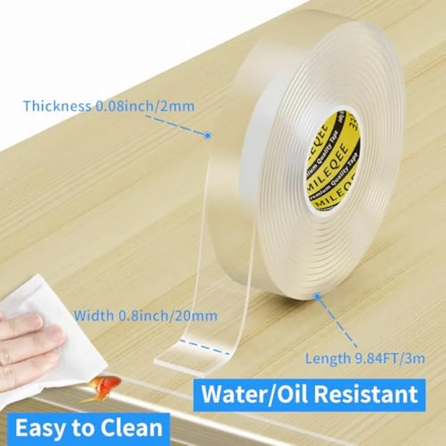 Clear Edge Protector Strip, 19.68FT Total,Sharp Edge Wrap Cover Tape, Self Adhesive Protective Bumper Guards for Cabinet Door D