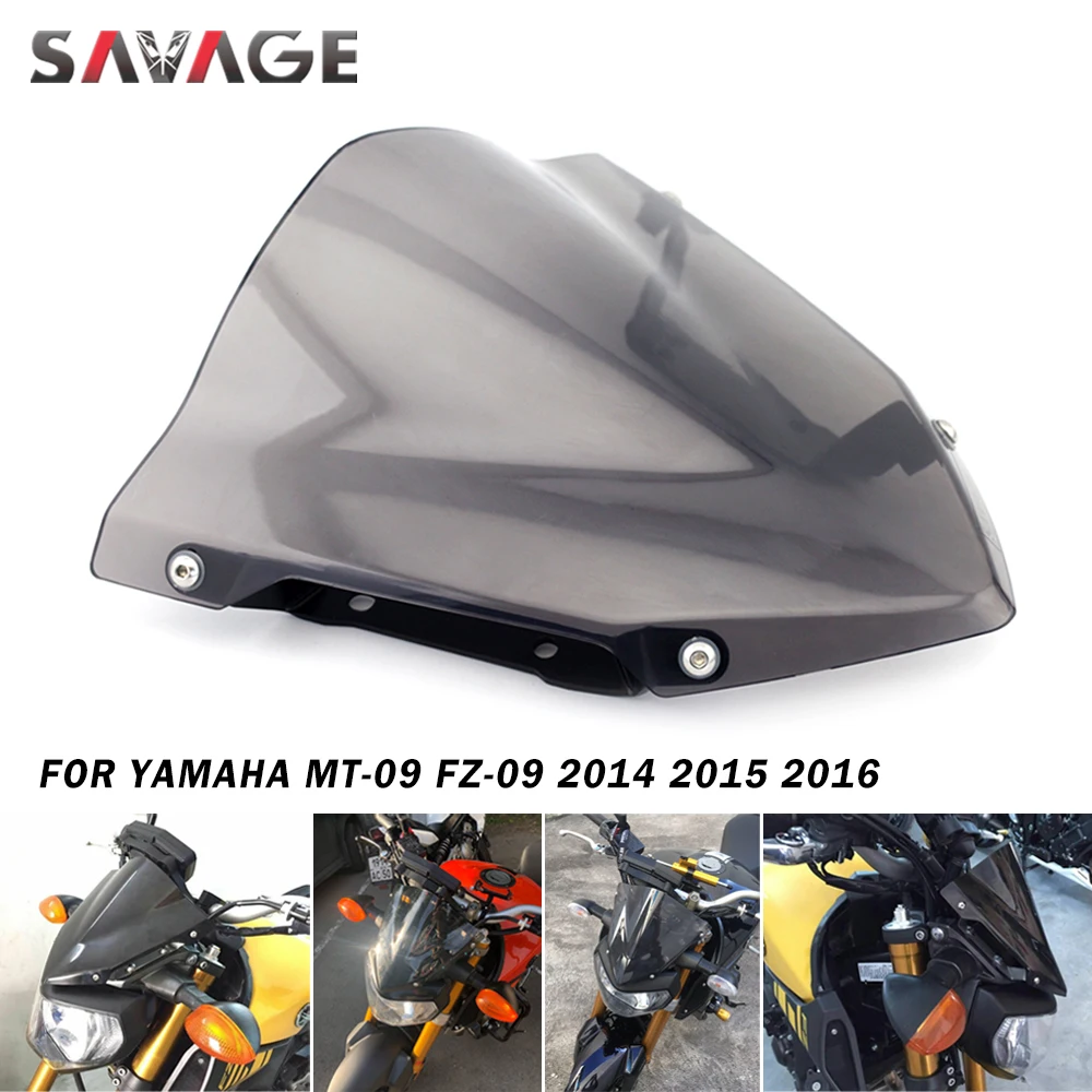 Windshield Windscreen For YAMAHA MT-09 FZ-09 2014 2015 2016 Pare-brise Smoke Motorcycle Accessories Wind Deflectors MT09 FZ09 MT