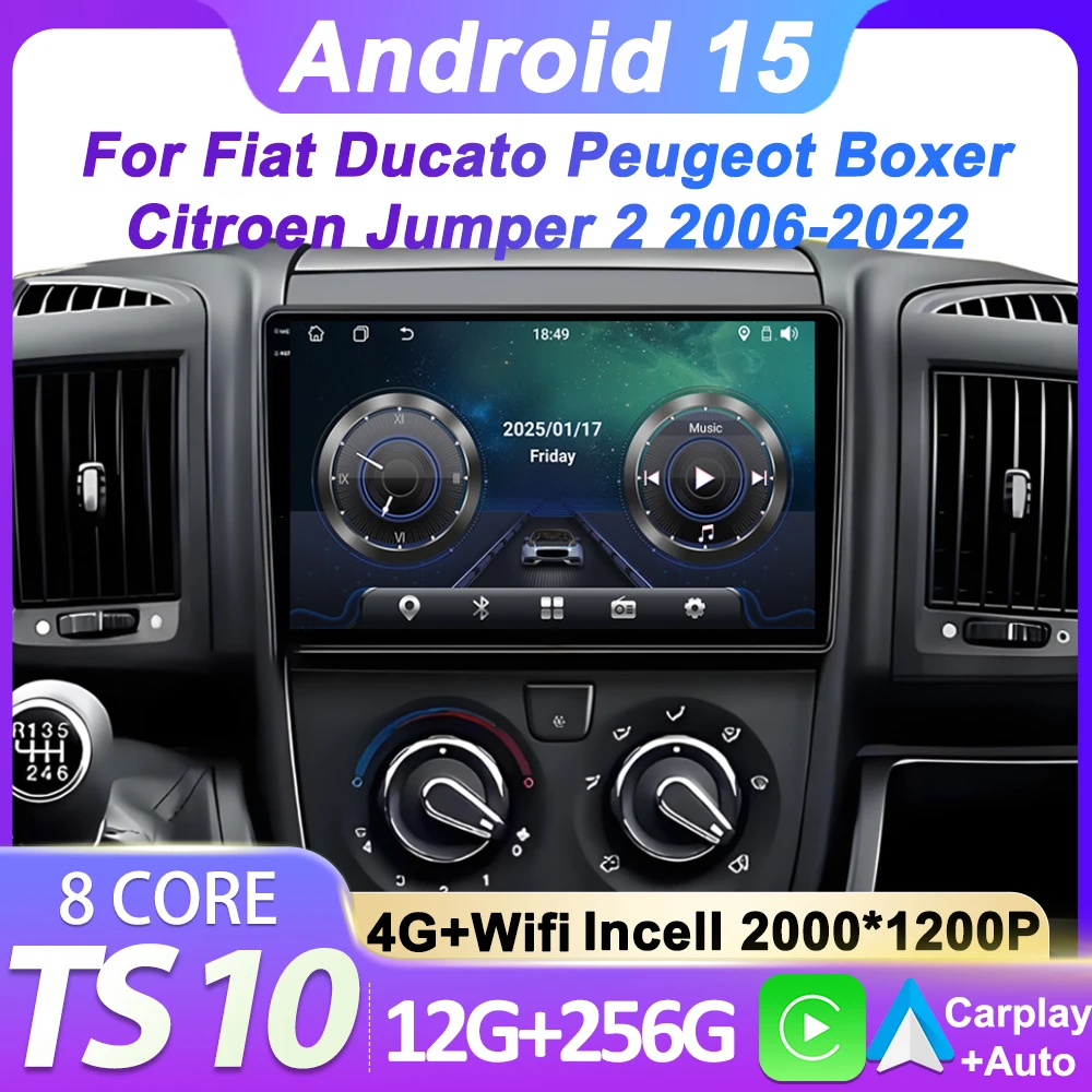 

Carplay Android Auto For Fiat Ducato Peugeot Boxer Citroen Jumper 2 2006-2022 Car Radio Multimedia Player GPS Navi Head Unit
