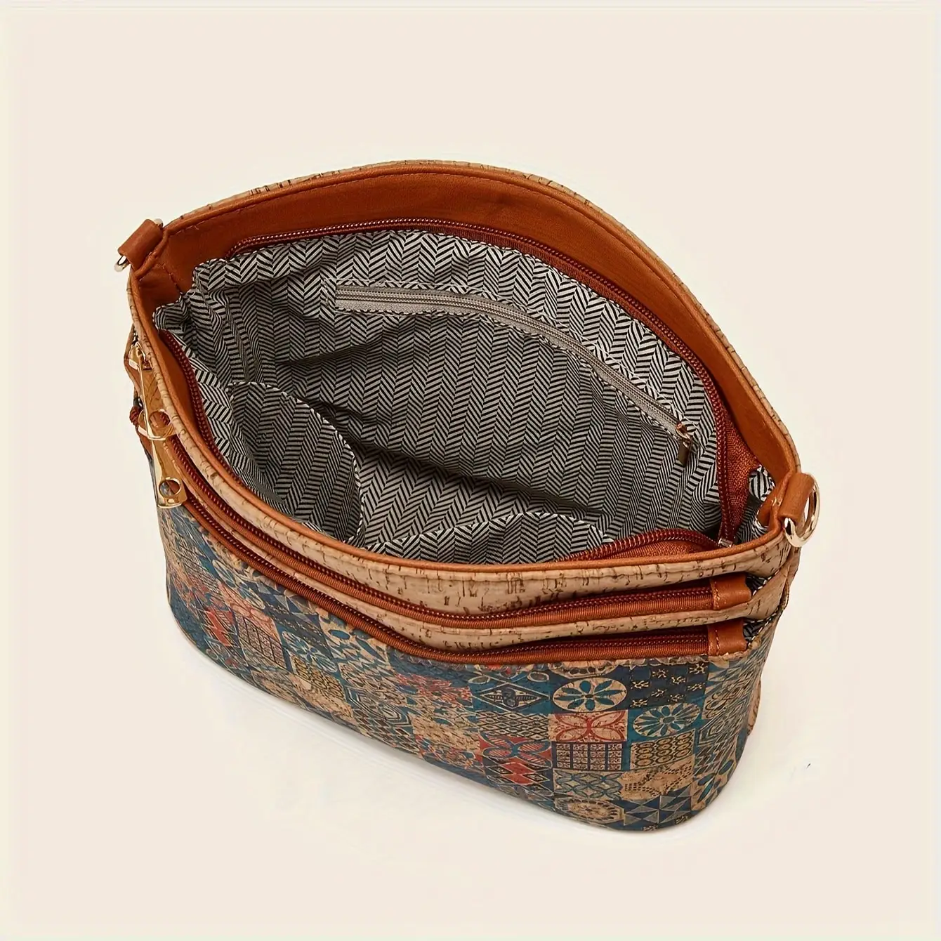 Retro floral print crossbody bag, messenger bag, women's bark pattern mobile phone wallet, Bohemian style shoulder bag image 3