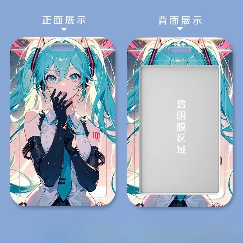 Cartoon Hatsune Miku Slider Card Holder Kawaii Cute Fashion Portable Bus Card Access Control Meal Card Protective Cover Gift
