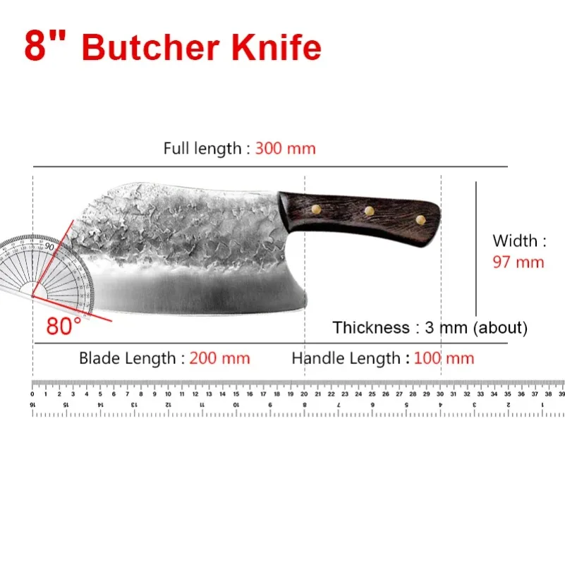 Handmade Forged Kitchen Knife Chef Knife High-carbon Bone Chopper Fish Knife Cleaver Meat Wooden Handle Kitchen Cooking Knives