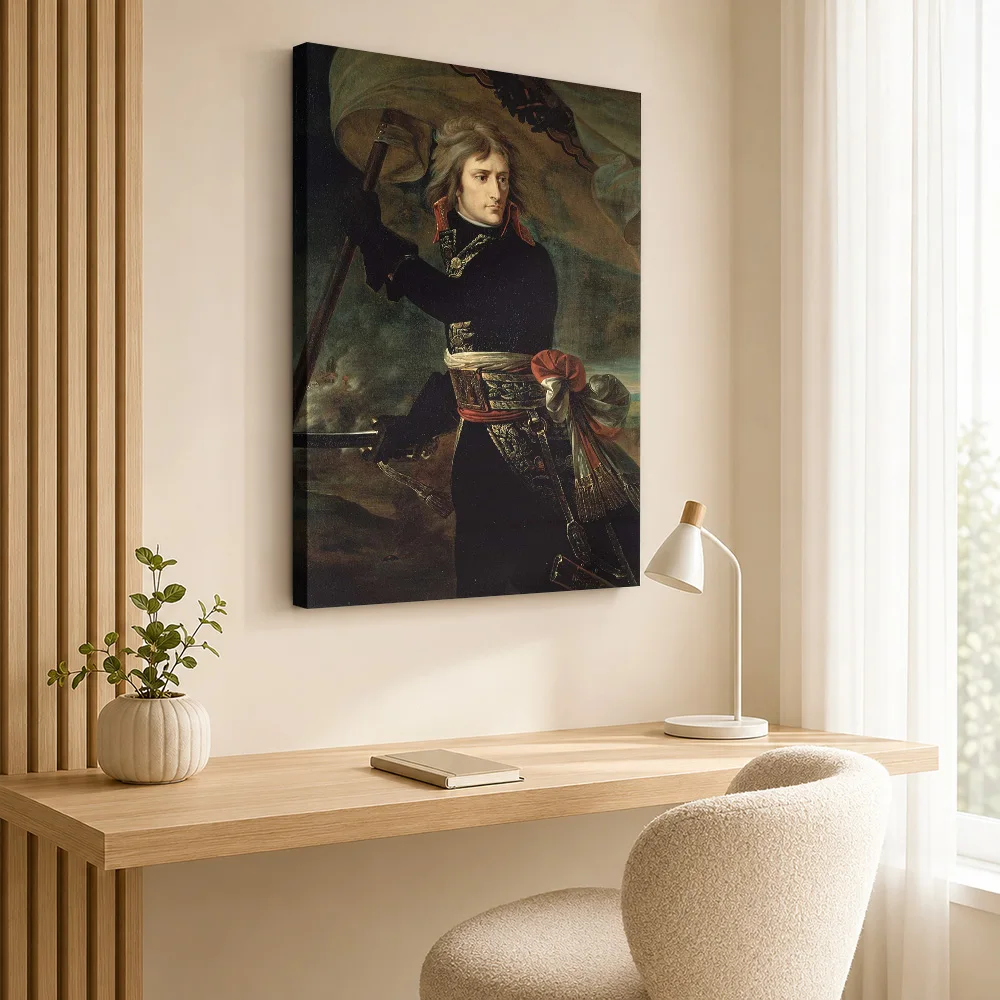 Napoleon Arcole Bridge History Wood Framed Canvas Print Personalized Photo Classical Military Painting Wall Art For Study Room