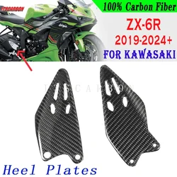 Accesorios de motocicleta de fibra de carbono Real, carenado, protectores de talón, placas, reposapiés para Kawasaki ZX-6R, ZX6R, 2019, 2022, 2023, 2024 +