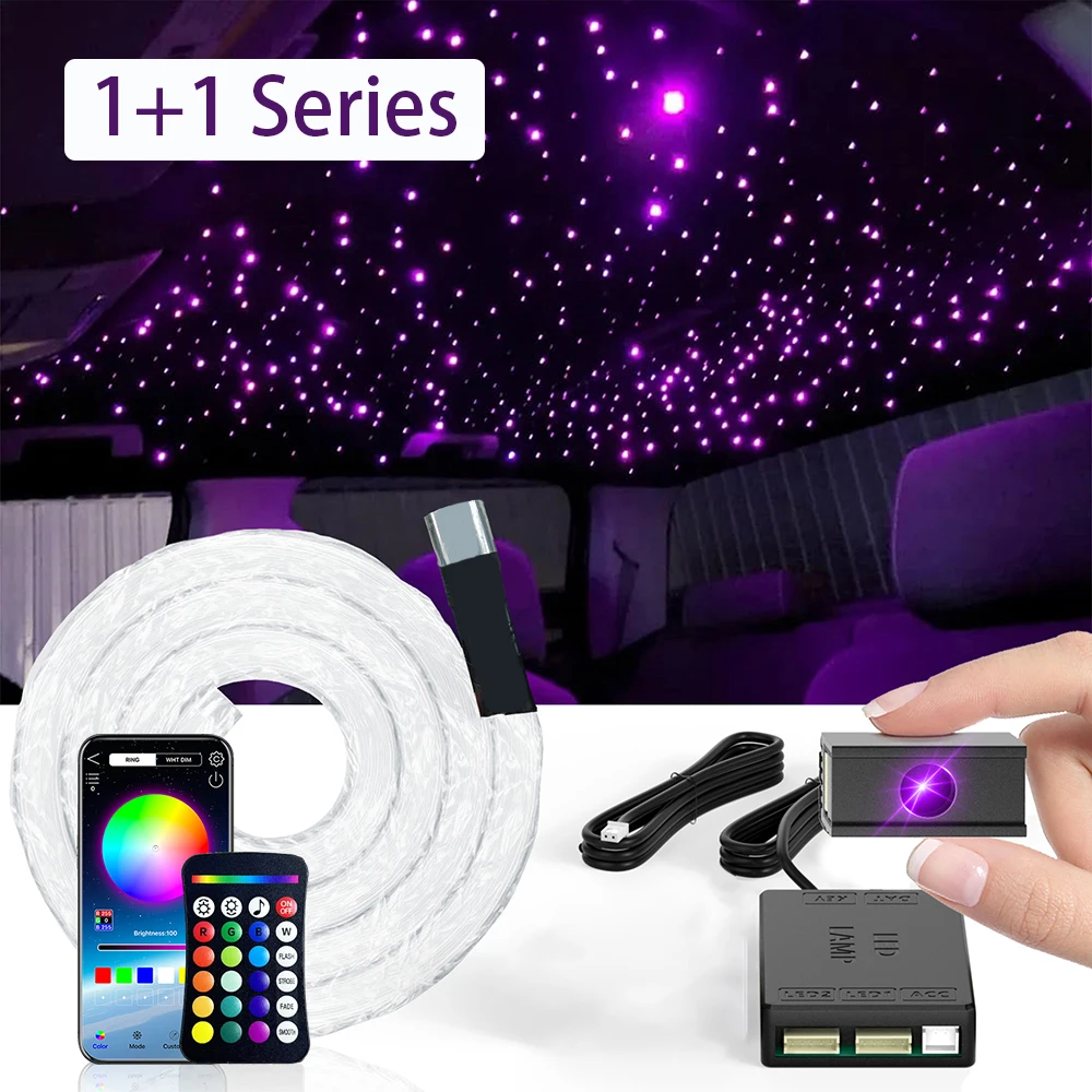 

RGBW 1+1 Split Machine Car Roof Star Light APP Control Fiber Optic Star Ceiling Light Starry Sky ceiling for Car Home