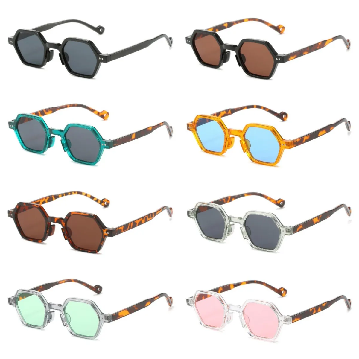 Gafas de sol polarizadas de estilo Retro para hombre y mujer, lentes de sol con protección hexagonales Uv400, polígonos verdes y marrones, para verano, novedad de 2023