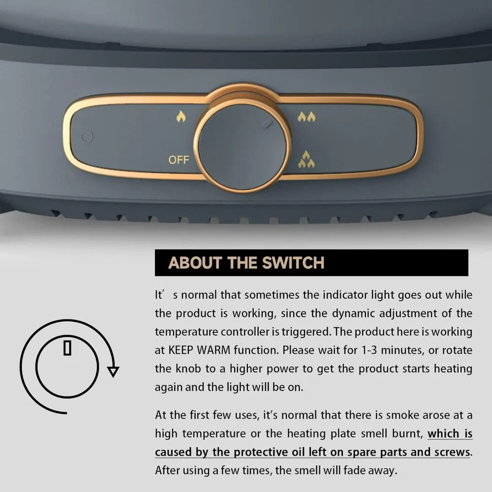 5L Non-Stick Hot Pot Electric with Multi-Power Control, 3.7" Depth Electric Pot with Tempered Glass Lid for Party