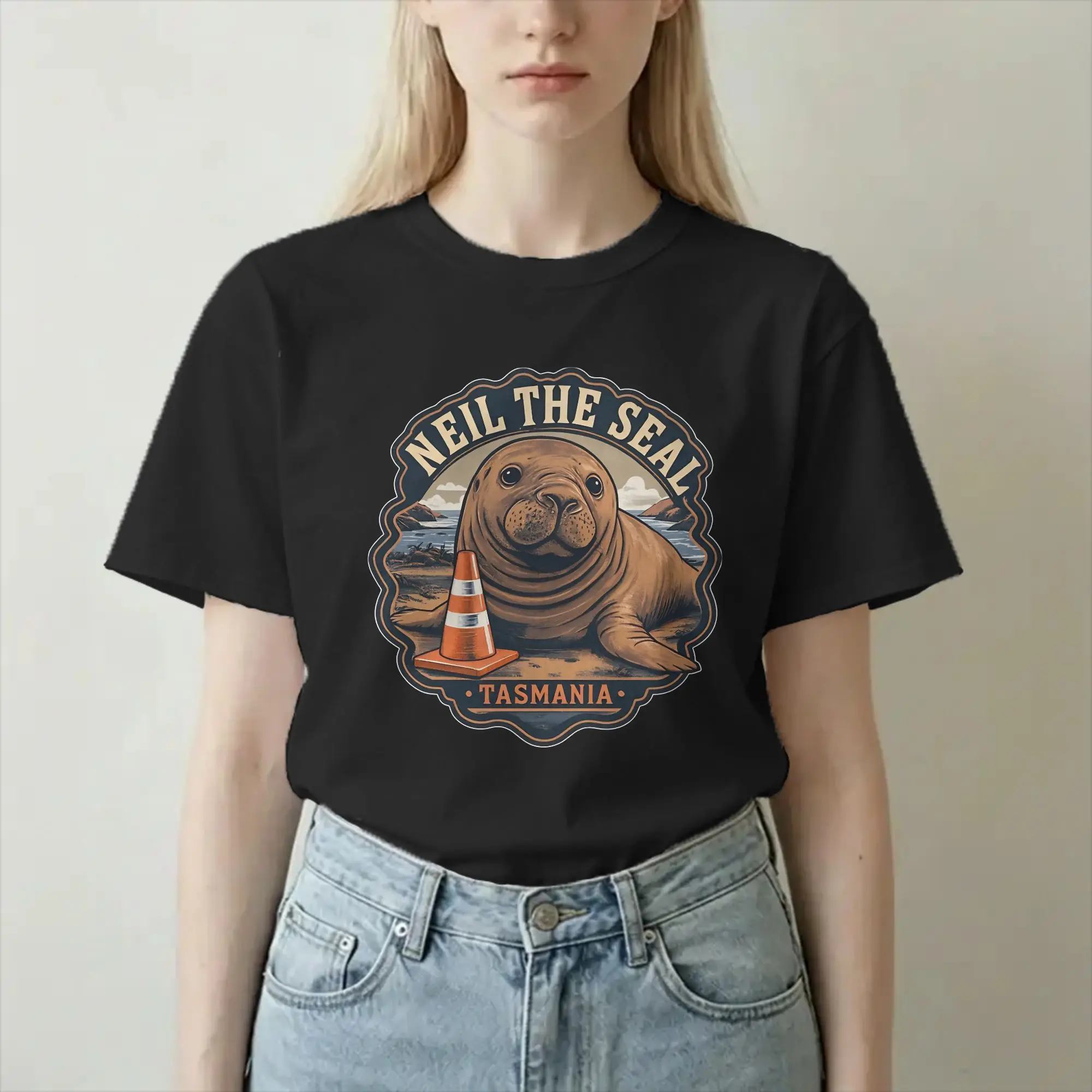 Neil the Seal Funny Viral Ocean Animal Illustration T-Shirt Men Women O Neck Pure Cotton T Shirt Tee Shirt Summer Clothes