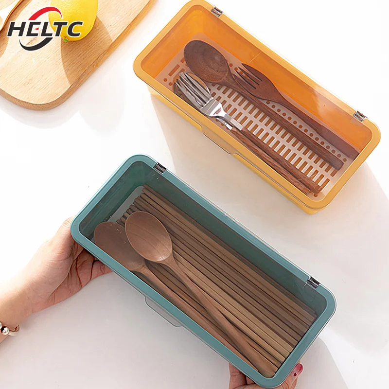 

Cutlery Storage Tray Holder Tableware Organizer Spoon Fork Storage Box Plastic Container Cutlery Rack With Lid And Drainer