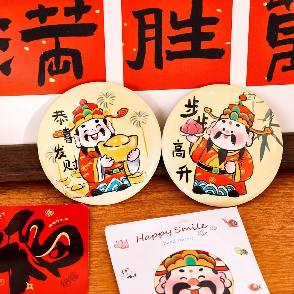 Glas Cartoon Frühling Festival Spiegel Leicht Zu Tragen Tasche Make-up Spiegel Tragbare Mini Make-Up Spiegel Handheld Kleine Runde Spiegel