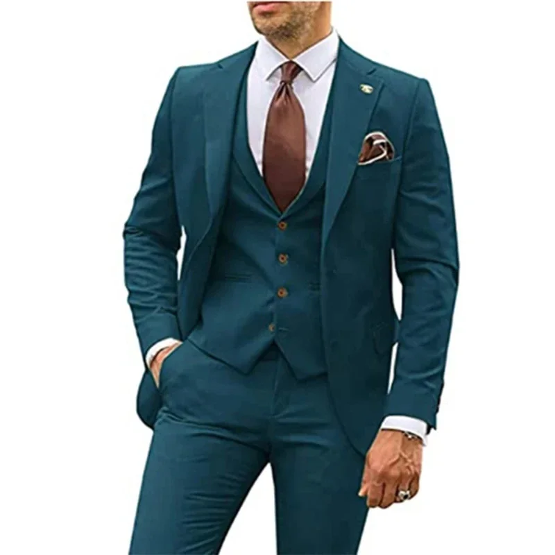 

Classic Wedding Men's Suit 3 Piece Slim Set Groomsmen Wedding Dress Best Man Party Wear Bussiness Suits for Men Plus Size