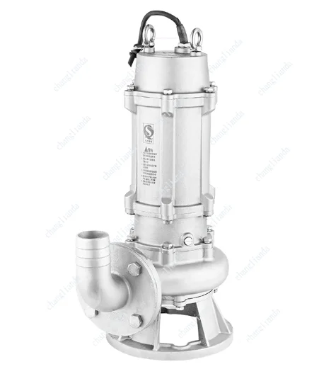 Stainless steel submersible sewage pump, high flow, anti-clogging, acid and alkali resistance