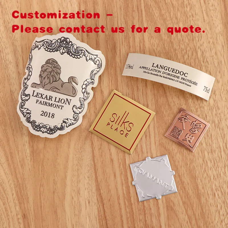 custom.Metal Adhesive Sticker Custom Zinc Alloy Waterproof Perfume Label Aromatherapy Glass Bottle Cosmetic Aluminum Wine Label