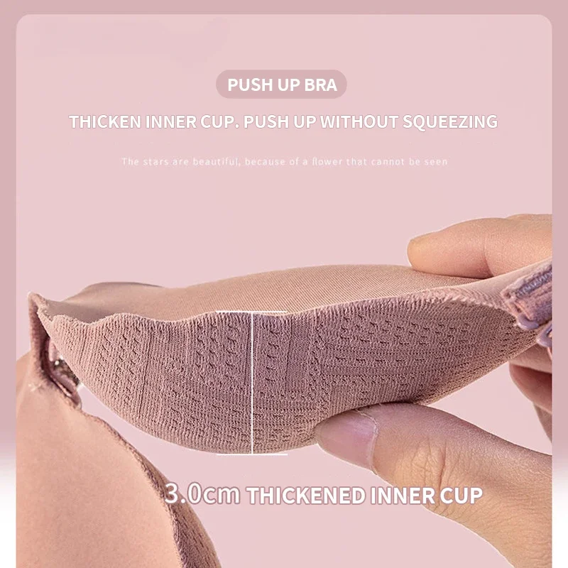 Małe piersi pokazują duże jednoczęściowe Push Up gruba usztywniana miseczka biustonosz damski bezszwowa bielizna bez fiszbin Plunge Grils biustonosz