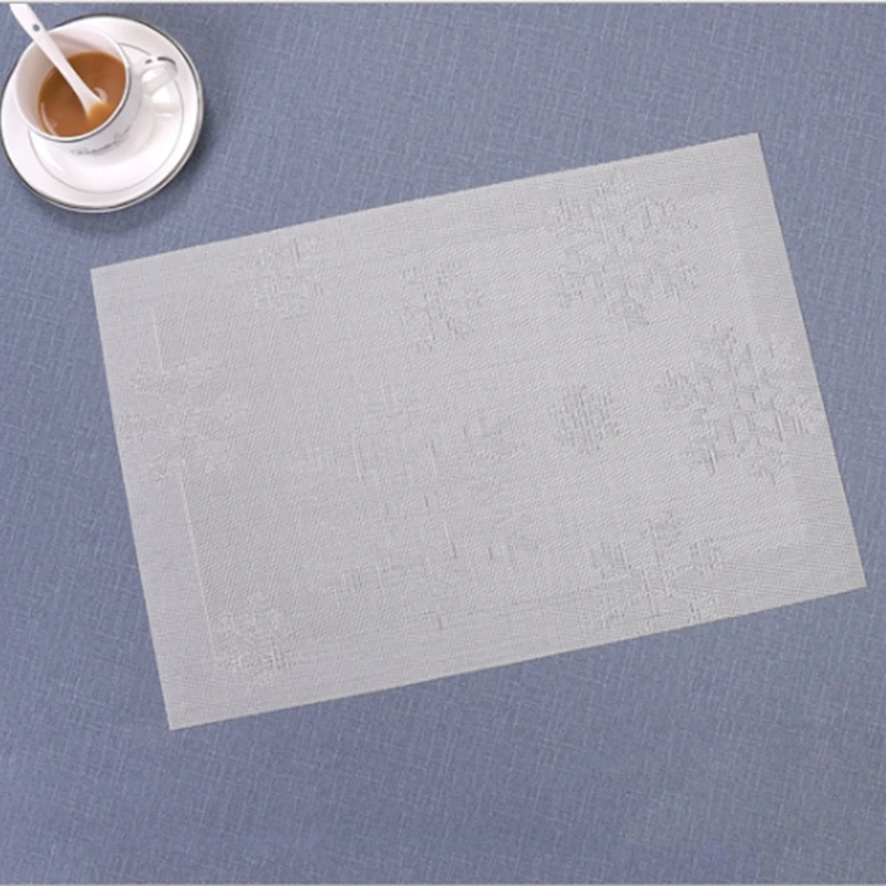 Christmas Placemat Xmas Mat PVC Waterproof Table Mat Dish Coffee Cup Heat Insulation Cutlery Mat Home Decor A0KC