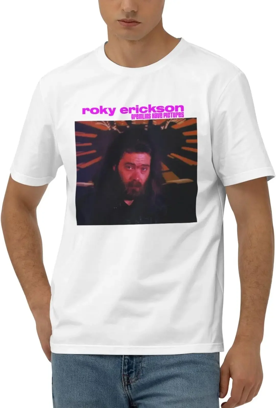 Roky Music Erickson Shirts for Men Short Sleeve Cotton Tshirts Tees High Quality 100%Cotton Short Sleeve