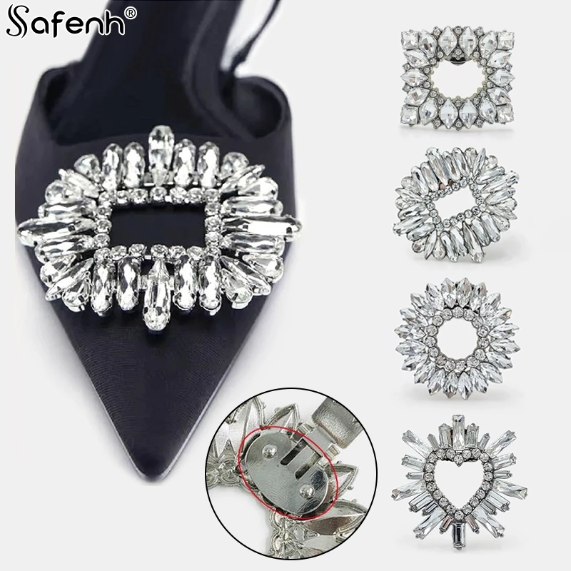 1pcs Lady Shoe Clips Wedding Bride Shoes Decoration Women High Heel Charms Jewelry Shoes Rhinestones Crystal Decoration