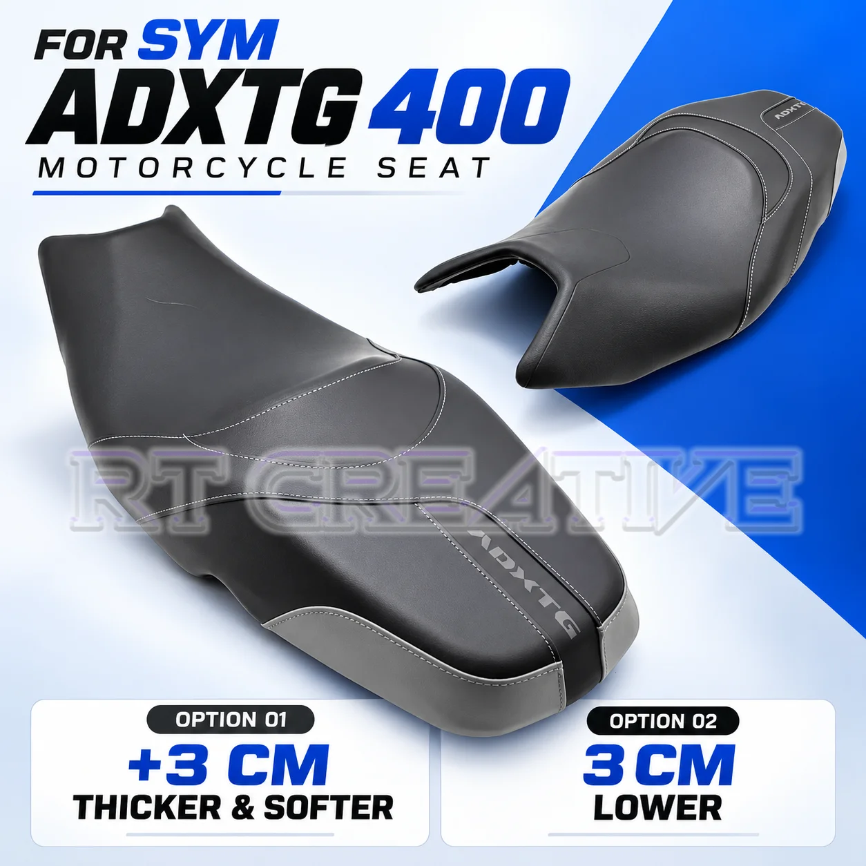 Motorcycle Modified Seat Saddle (Thicker+Softer 3cm / Lower 3cm) For SYM ADXTG400
