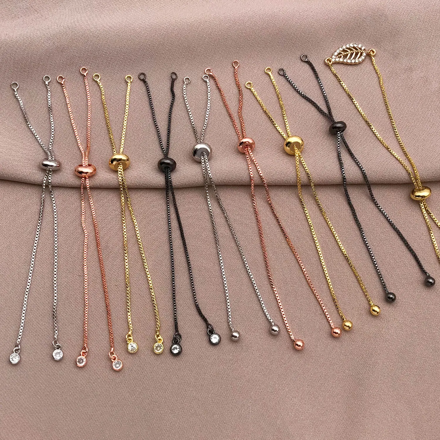 Image of 3-teiliges Set 18K Kupfer-Vergoldetes Armband mit Zirkonium, DIY Armband, Halskette, Perlen-Schmuckherstellung Zubehör