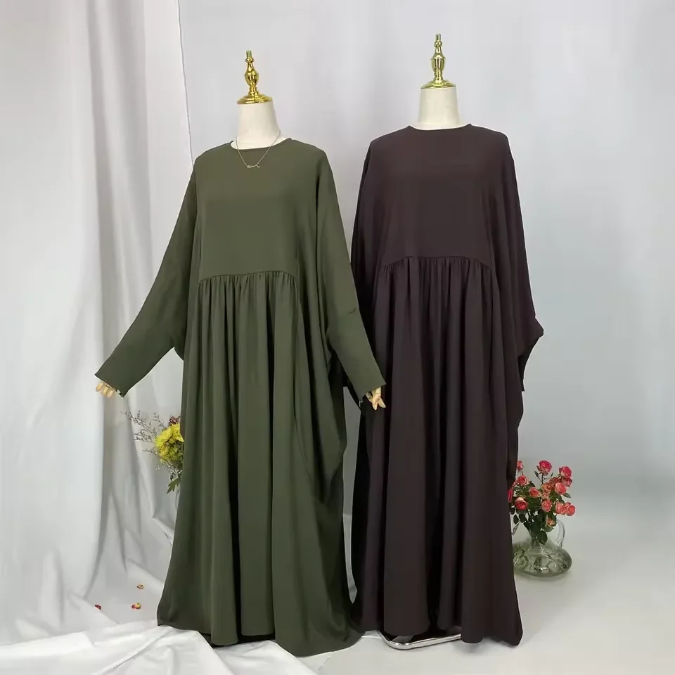 

Рамадан Мусульманское женское платье с рукавами «летучая мышь» Абая Дубай Кафтан Турция Kebaya Robe Femme Marocain Caftan Eid Islam Jalabiya Abayas