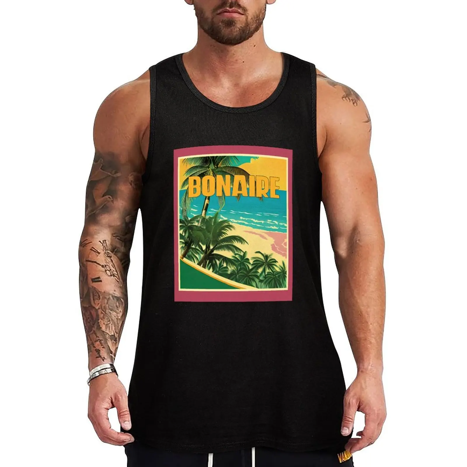

Bonaire Tank Top Fashion Graphic Tank Top Trendy Print Sleeveless Shirt