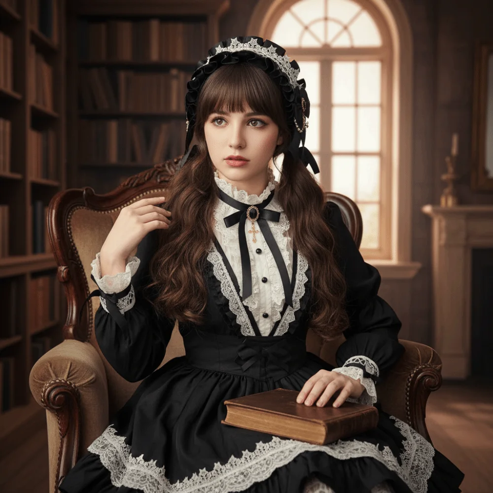 

Creative Sweet Lolita Lace Headband Pearl JK Ruffled Hairband Kawaii Ribbon Bow Lolita Hair Clip Party