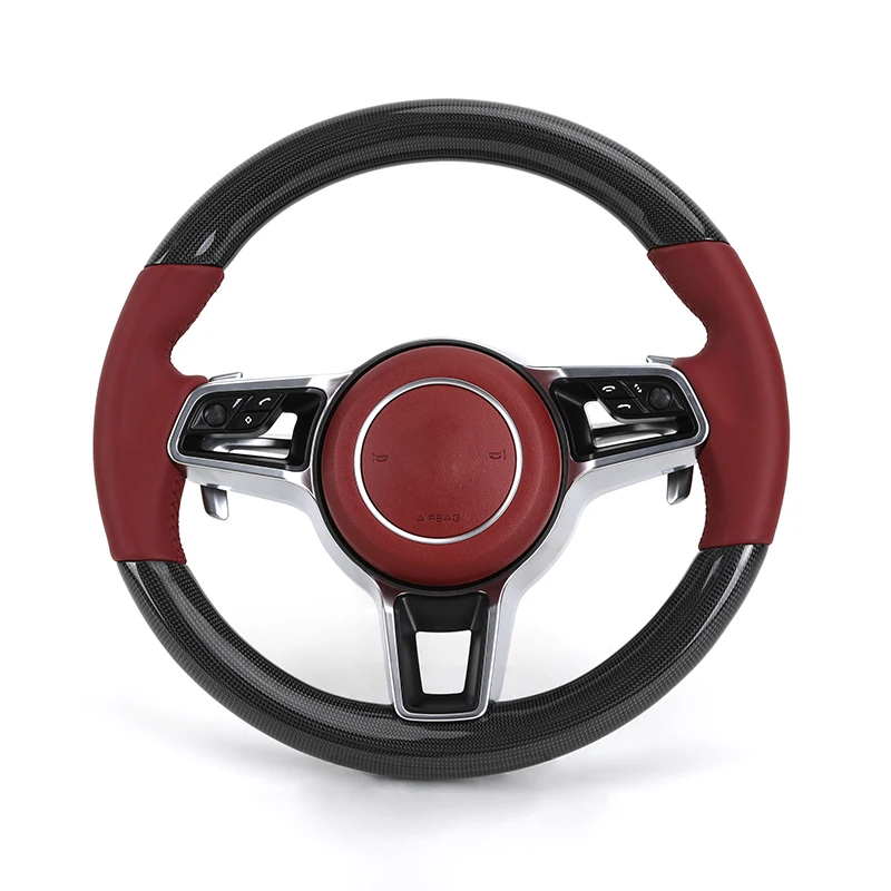 

Обновленное кожаное рулевое колесо GT из углеродного волокна для Porsche Panamera Cayenne Macan Cayman GT4 Boxster 718 981 911 991 991.2 992