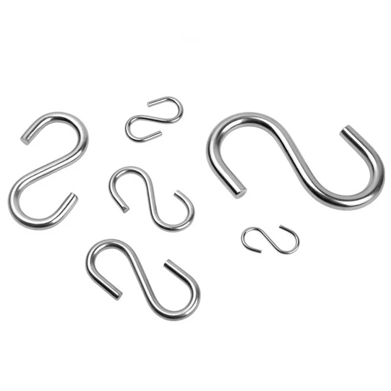 5/10PCS M2-M8 304 Stainless Steel S-shaped Hook Multifunctional Metal Hanging Hook For Kitchen/Bathroom/Coat Hook/Clothe Hanger