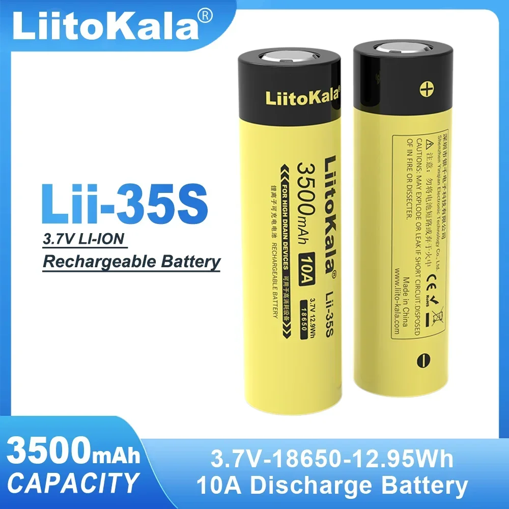 1-6PCS Original 100%  LiitoKala New Lii-35S 18650 3.7V / 4.2V 3500mAh Rechargeable Lithium Battery for LED Flashlight Batteries