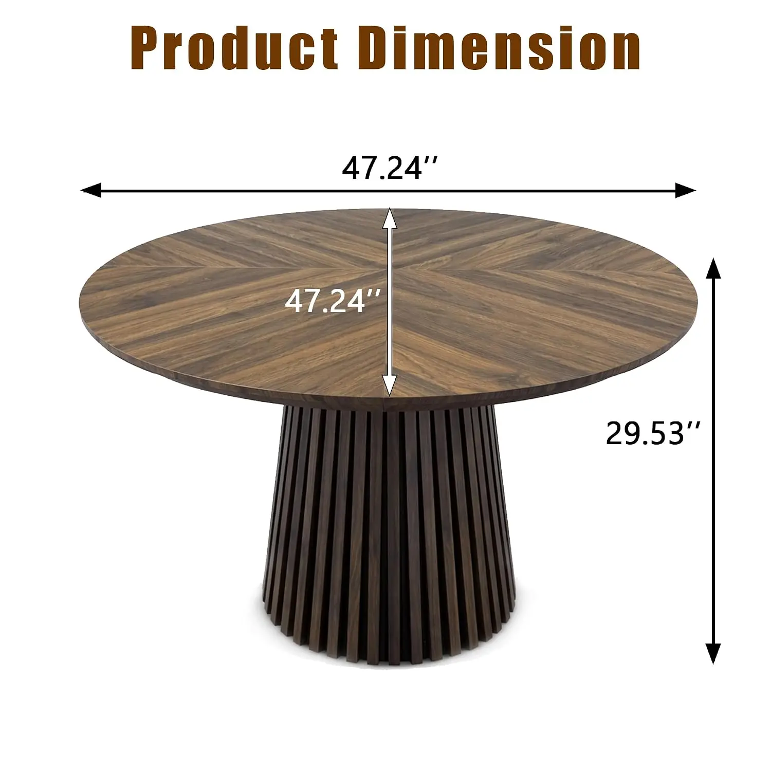 Walnut Round Wooden Dining Table Pedestal Mid Century Modern Kitchen Dining Living Room Family Gathering, Customized