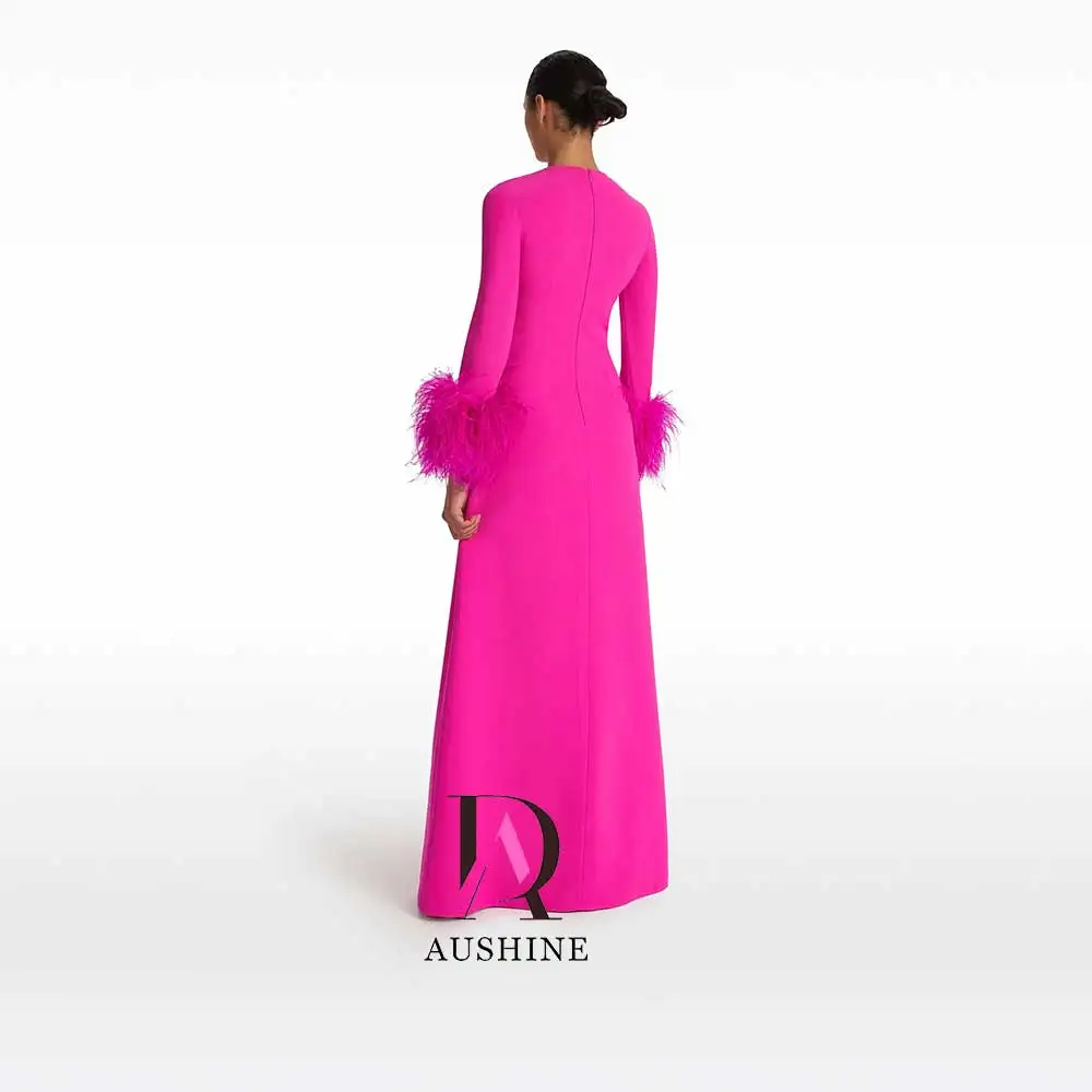 Aushine Customized Birthday Evening Dress Knee Length Full Sleeves Summer Elegant Wedding Party Gowns For Women Arab 2024Fu