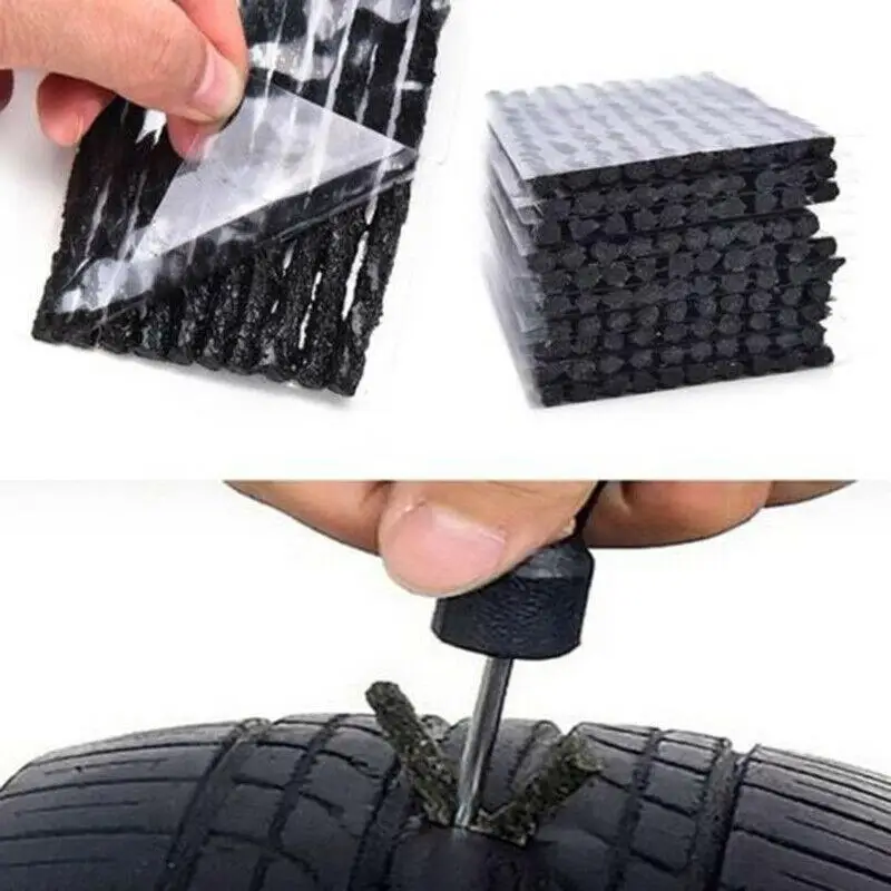 50Pcs Universal Tubeless Tire Repair Rubber Strips Fast Puncture Seal Strips for Car Bike Motorcycle Highway Emergency Use