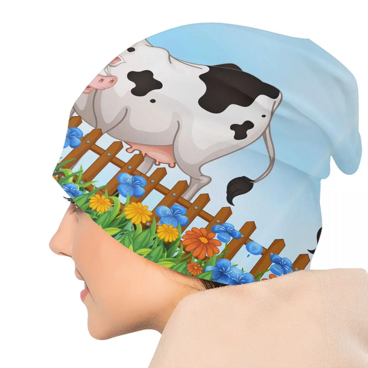 Cow Print Skullies Beanies Caps For Men Women Unisex Fashion Winter Warm Knit Hat Adult Anima Skin Texture Bonnet Hats