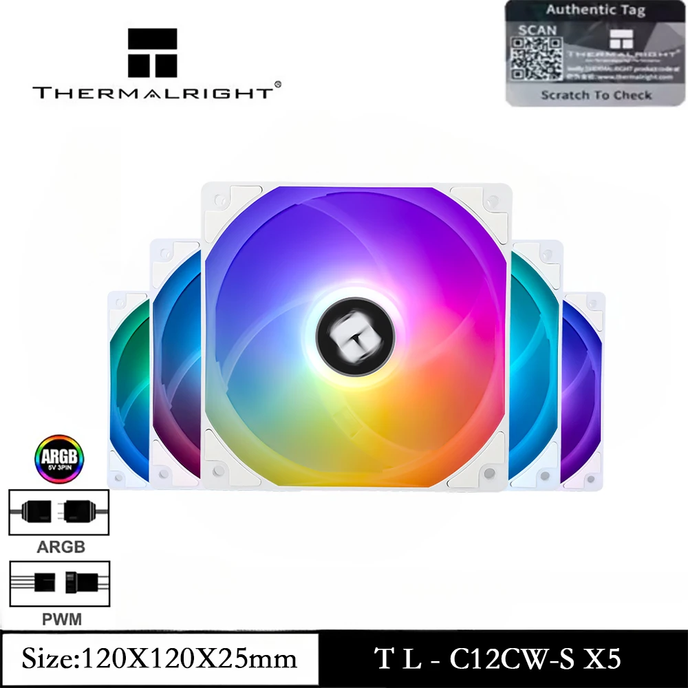 

Thermalright TL-C12CW-S X5 1/3/5PCS Computer Case Fan, ARGB 120mm Case Fan/Silent/High CFM/PWM/1550RPM
