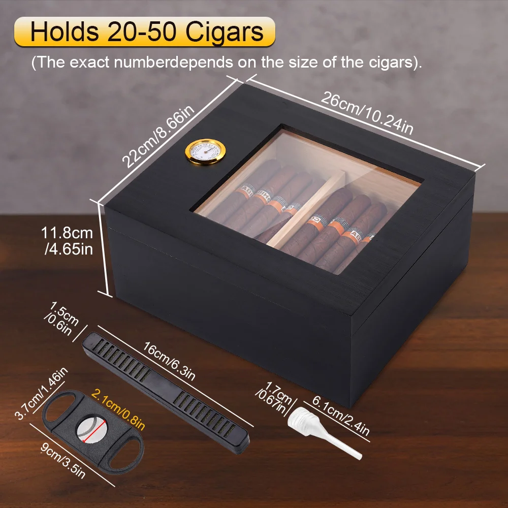 السيجار المرطب صندوق السيجار مع المرطب السيجار مقص الأرز الخشب صندوق السيجار مع مقسم السيجار الهدايا اكسسوارات للرجال #2