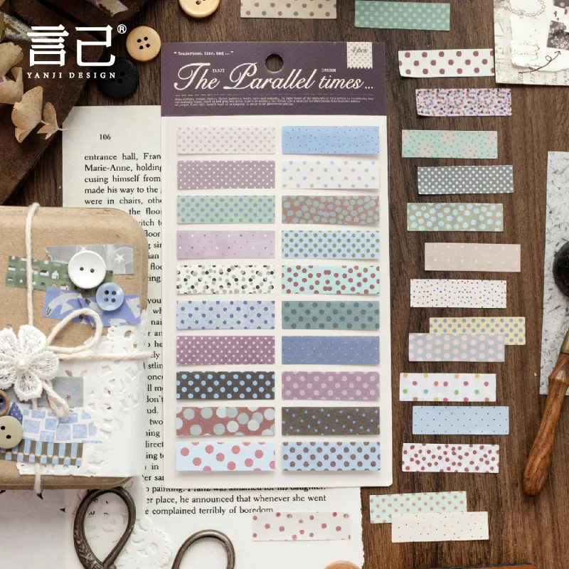 2sheets Rectangular Material Polka Dot Floral Ins Cartoon Die Cutting Label Stickers DIY Diary Scrapbook Aesthetic Decoration