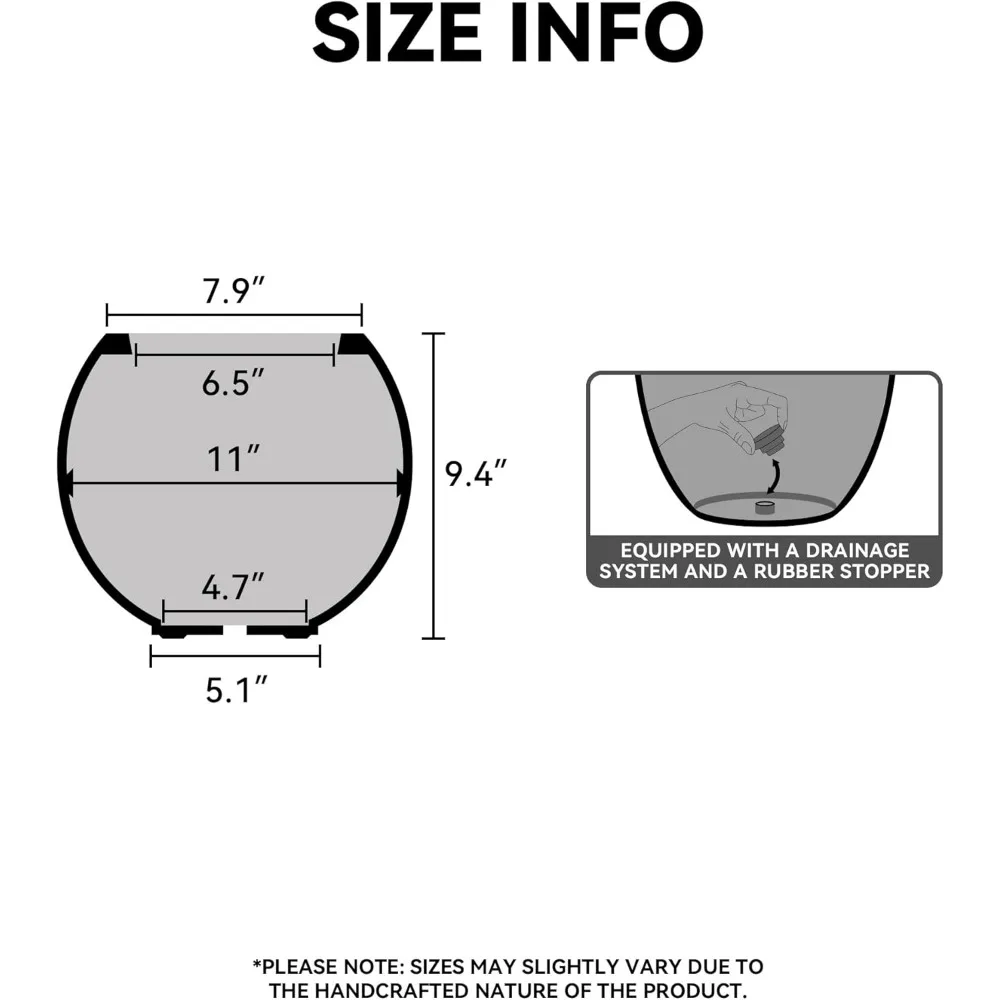 

Современный бетонный цветочный горшок, 11-дюймовый круглый горшок с дренажным отверстием для комнатных и наружных растений