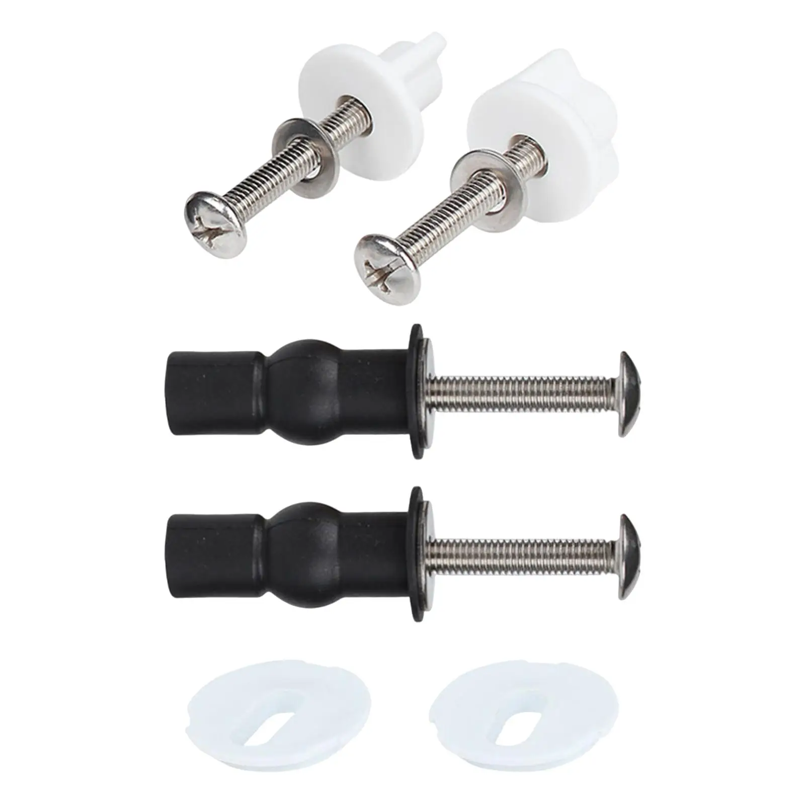 2x Toilet Seat Hinge Bolts and Screw Toilet Hardware Replacement Tightening Fittings with Rubber Washers and Wing Nuts Fastener