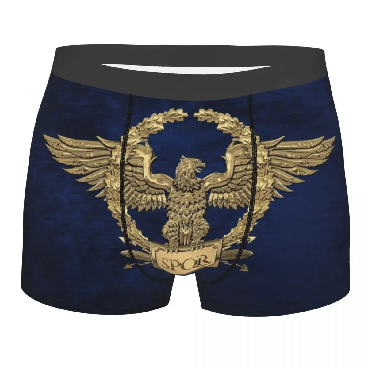 Custom Gold Roman Imperial Eagle SPQR Logo Underwear Men Stretch Boxer Briefs Shorts Panties Soft Underpants For Male