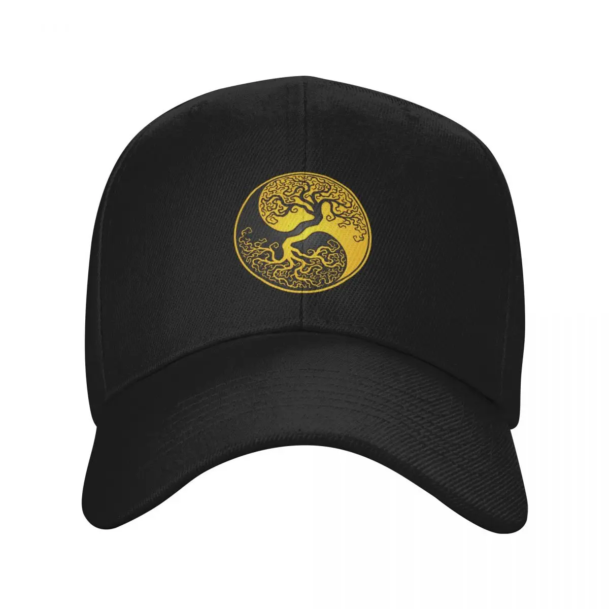 Yellow and Black Tree of Life Yin Yang Baseball Cap Wild Ball Hat Hat Man Luxury black Girl Men's