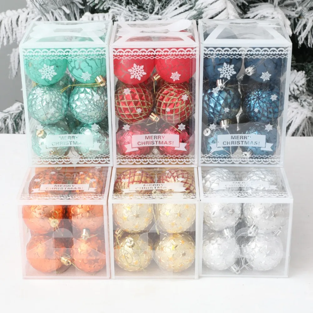 12Pcs/Box Electroplated Painted Ball Christmas Tree Ornament Plastic New Year Christmas Gifts Boxes Pendant Hanging Ornament