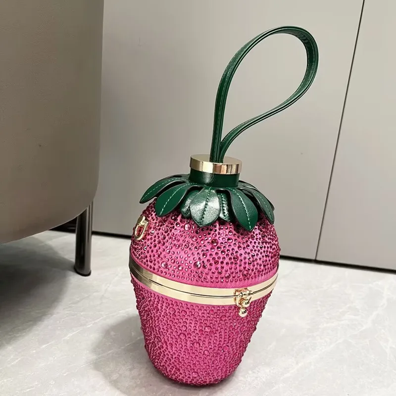 Fashion Strawberry Drip Diamond Evening Clutch bag Purses and Handbag 2024 Luxury Top Designer Shoulder Bags Banquet Bucket Bag