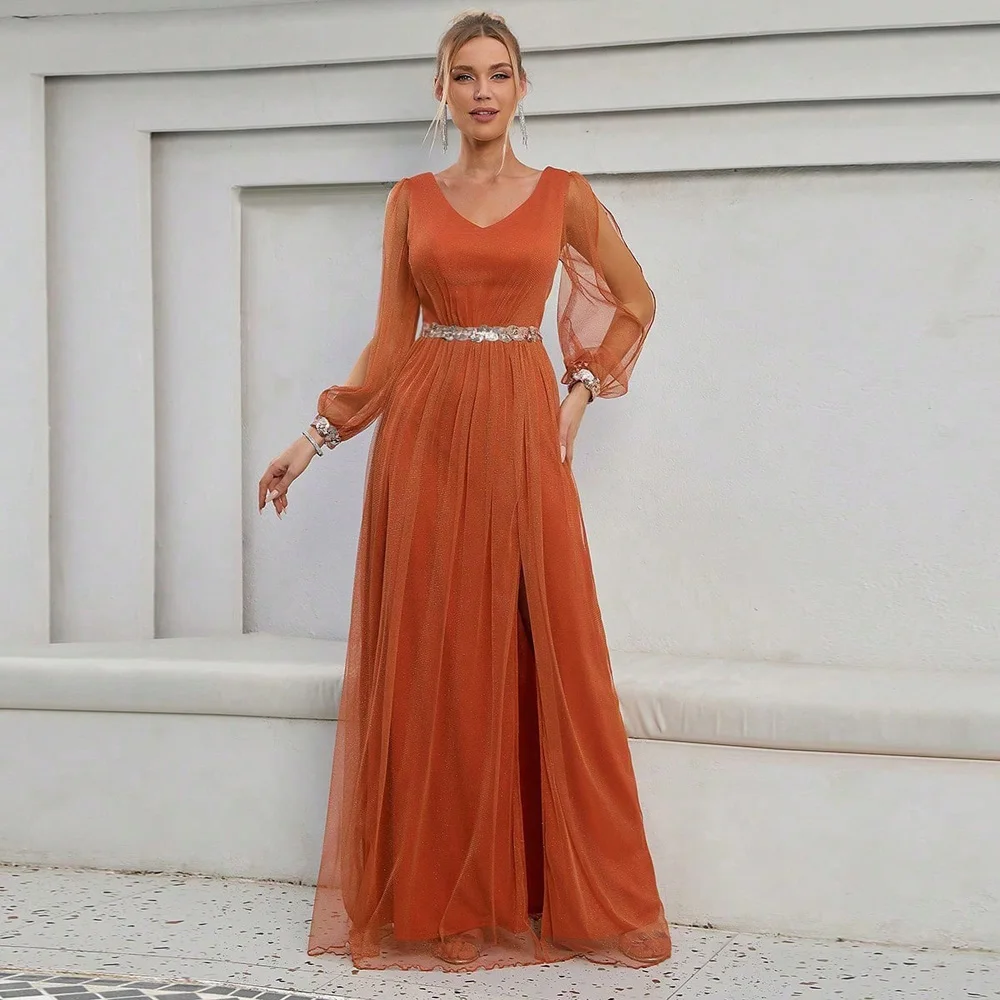 

Orange Green Pink Ladies Dresses Evening Dress For Wedding Bridesmaid Elegant Graduation Cheap Stage Costume Concert Prom Gowns