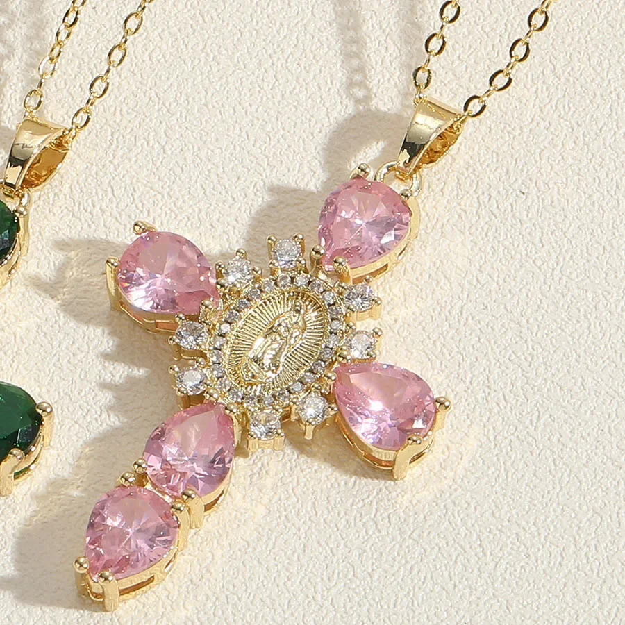 Collar con colgante de circonita de la Virgen María, diseño creativo y personalizado, superventas transfronterizo entre Europa y América.