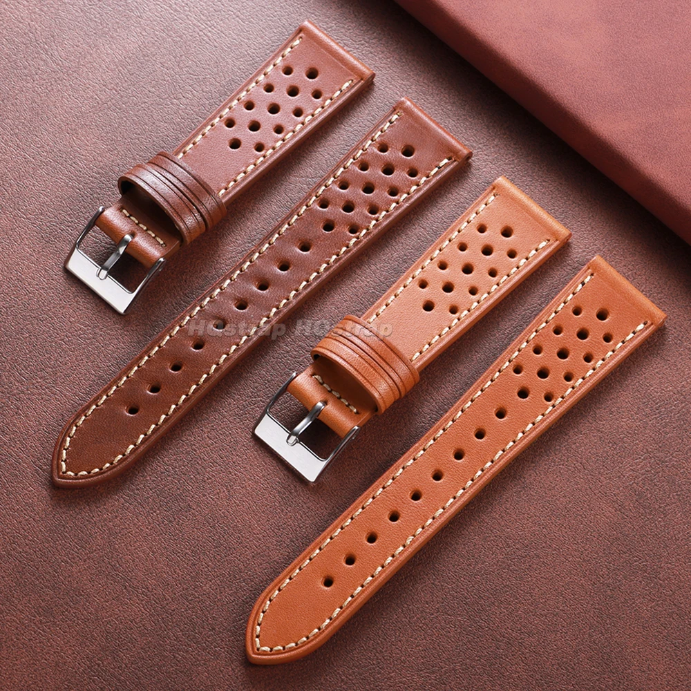 Handcrafted Cowhide Strap 18mm 20mm 22mm Vintage Brown Black Leather Watch Band for Seiko Premium Wristband Breathable Bracelets image 3
