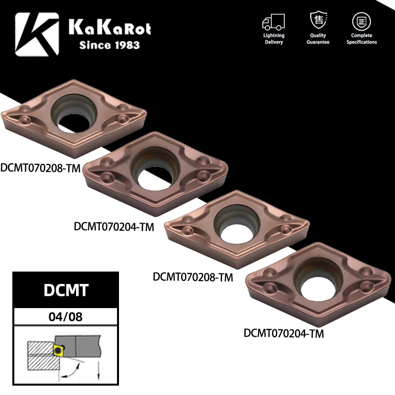 KaKarot 10pcs Carbide Insert DCMT070204 DCMT070208  YT15TF Stainless Steel Turning Tool Holder Boring Bar CNC Cutter