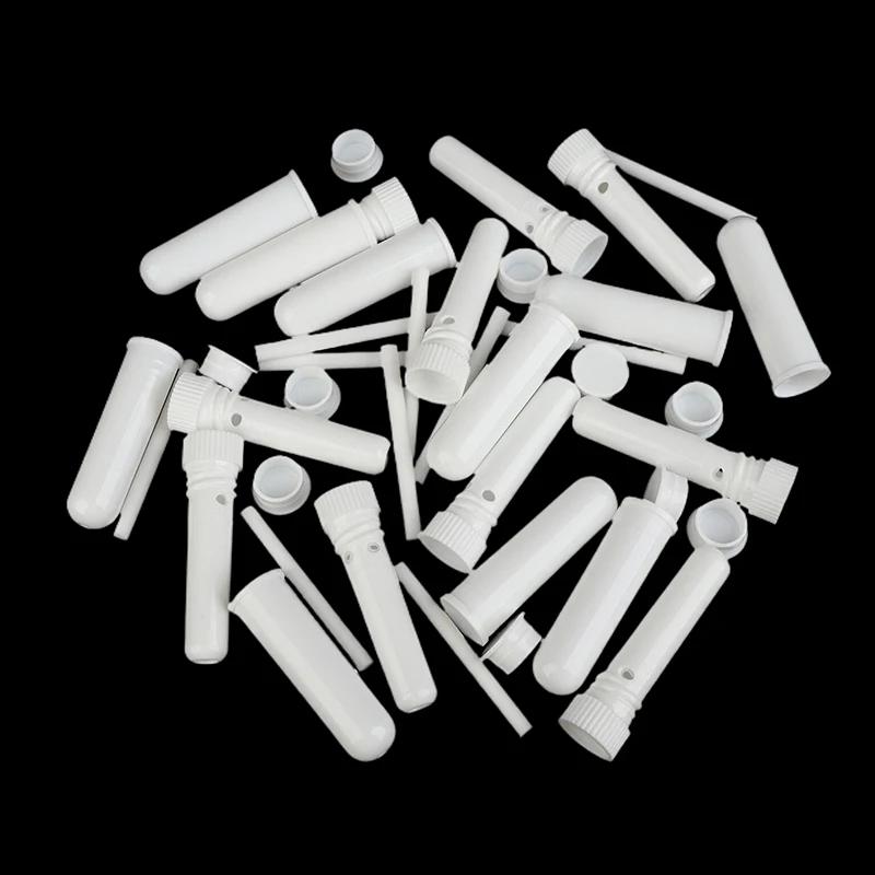 10Pcs White Plastic Essential Oil Blank Nasal Inhaler Tubes Comes Inhaler Stick With Cotton Wicks, Refillable, Dropper