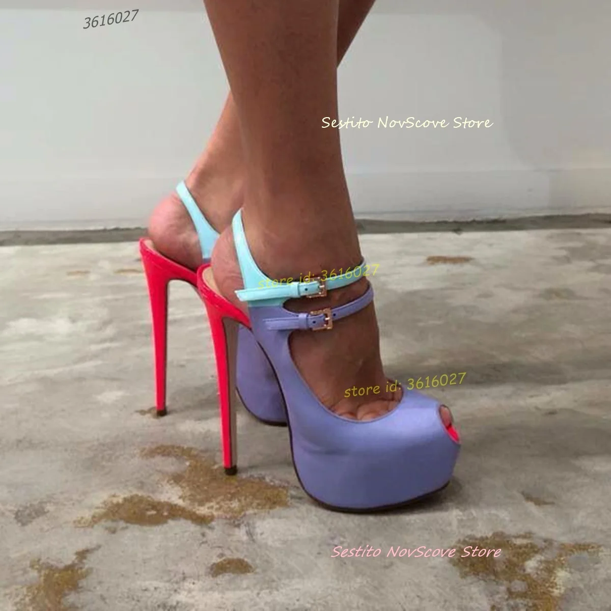 

Colorful Peep Toe Sandals Stiletto High Heels Belt Buckle Multi Colored Buckle Shallow Pumps Cutouts Sexy Women Summer Shoes