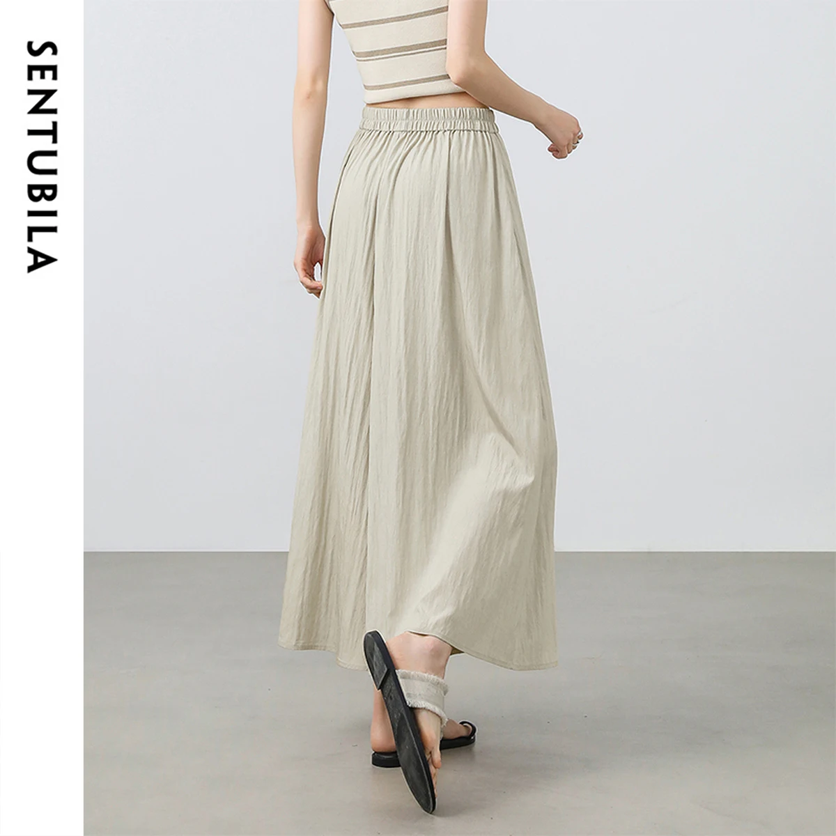 SENTUBILA Women's Pants Skirts 2025 Summer Fashion Wide-Leg Pants Casual High-Waist Comfort Breathable Ladies Trousers 152K5722